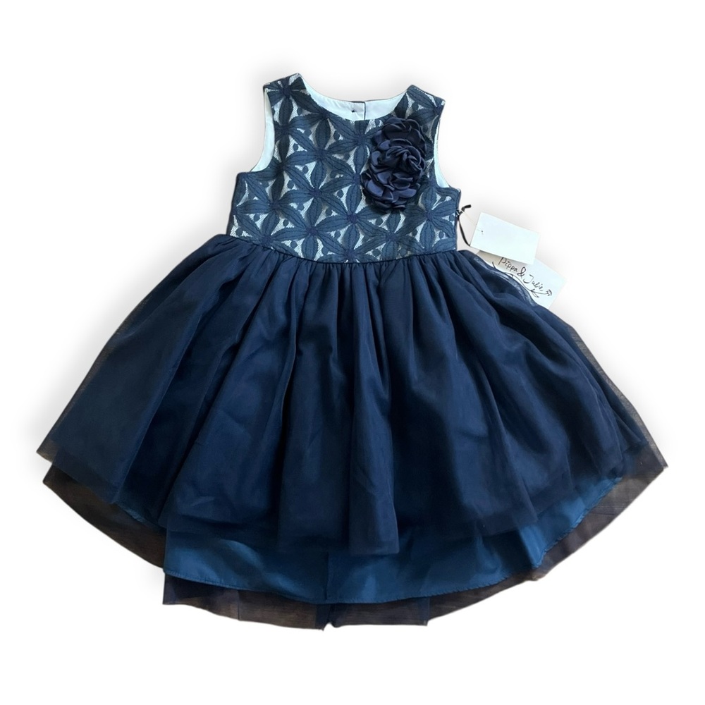 Pippa & Julie Toddler Girls Navy Blue Party Dresd